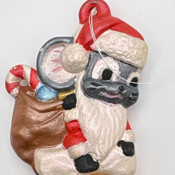 Vintage Santa Claus Mouse Christmas Ornament Stuck in Chimney Hand Painted - Picture 6 of 7